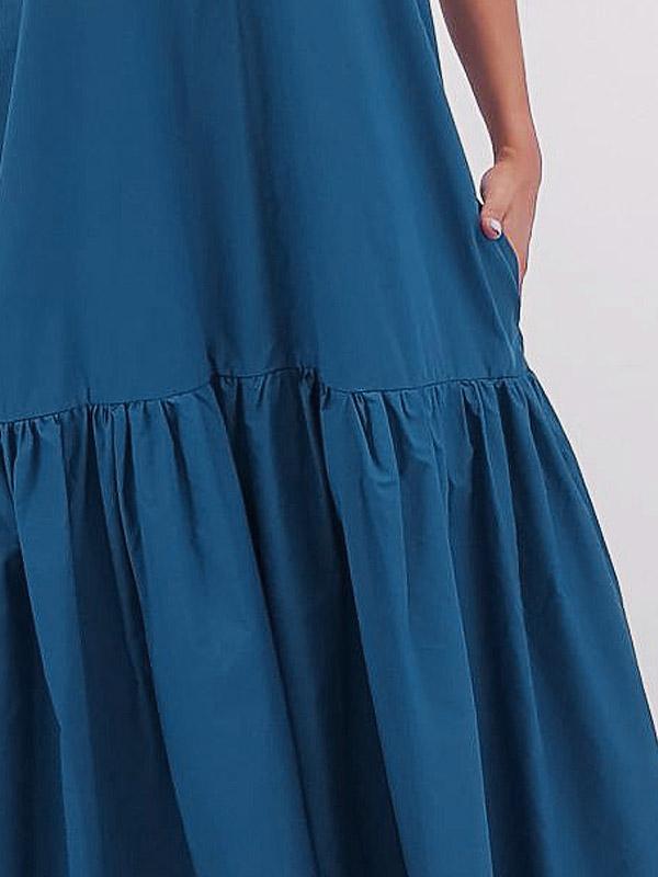 Il Vento E La Seta trapetsilõikeline pikk puuvillane kleit "Milano Sapphire"