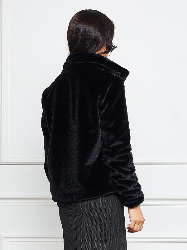 Lega karvasest kangast jakk "Carlotta Faux Black Fur"