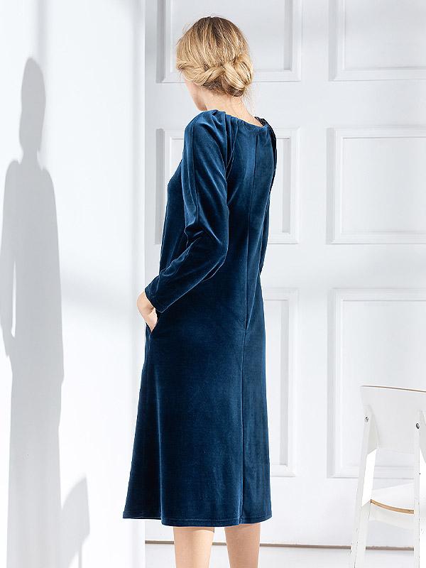 Lega puuvillane vaba lõikega kleit "Melisa Blue Velour"