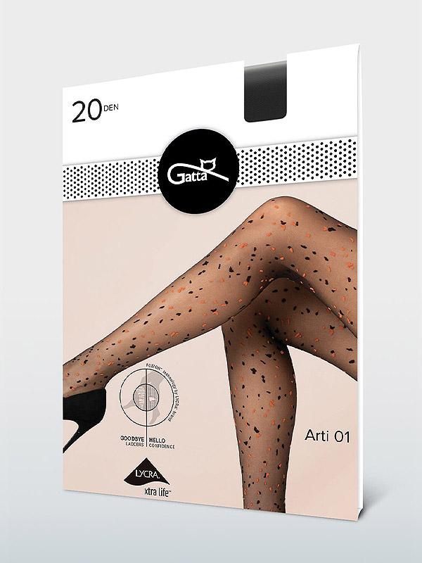 Gatta 3D mustrilised pehmed sukkpüksid "Arti 01 20 Den Black - Orange Confetti"