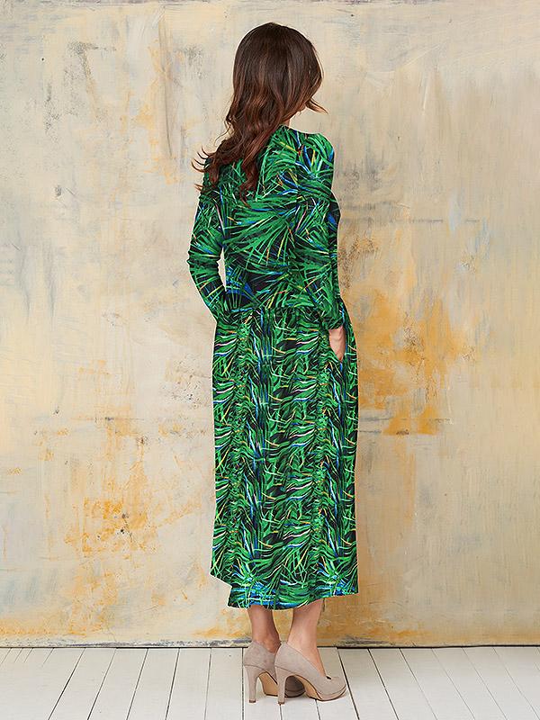Lega veluurist midi-kleit "Pamela Green - Black - Blue Floral Print Velour"