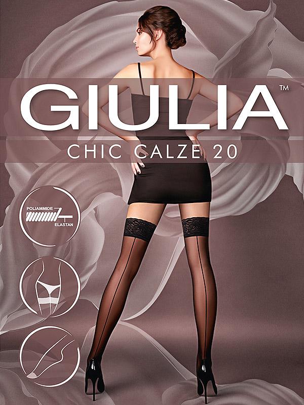 Giulia носки на липучках с нитью на спине "Chic 20 Den Nero"