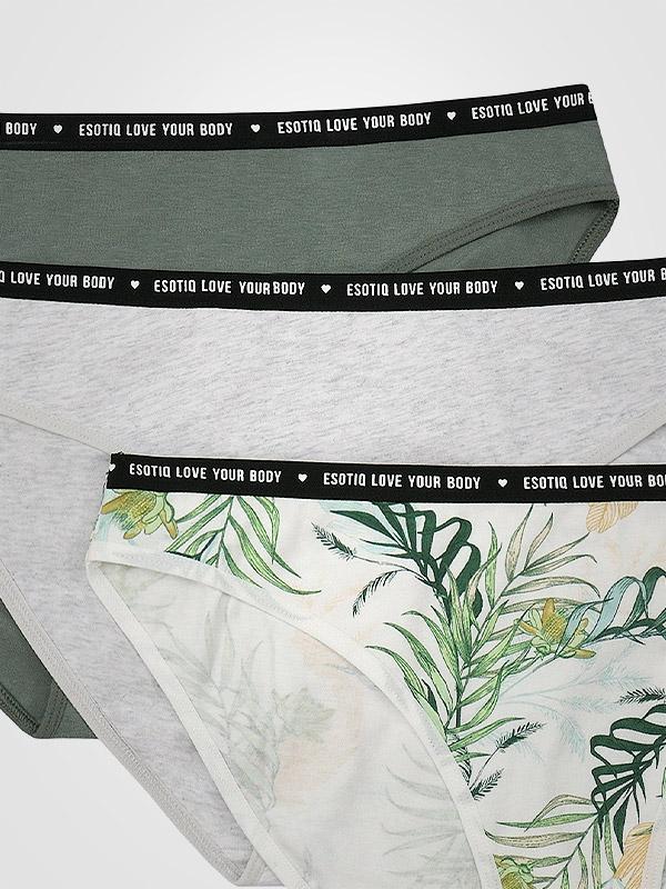 Esotiq 3 paari puuvillaste püksikute komplekt "Sun-Sun Melange - Khaki - Green"