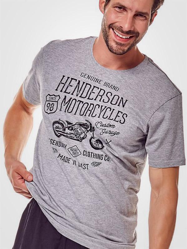 Henderson puuvillane meeste pidžaama "Motorcycles Grey - Black"