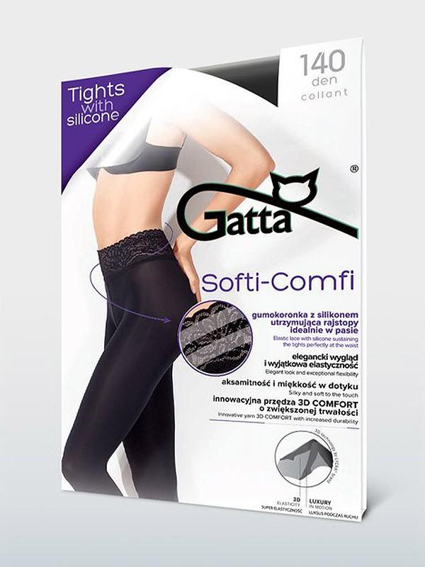 Gatta läbipaistmatud sukkpüksid silikooniga vöökohaga "Softi Comfi 140 Den Black"