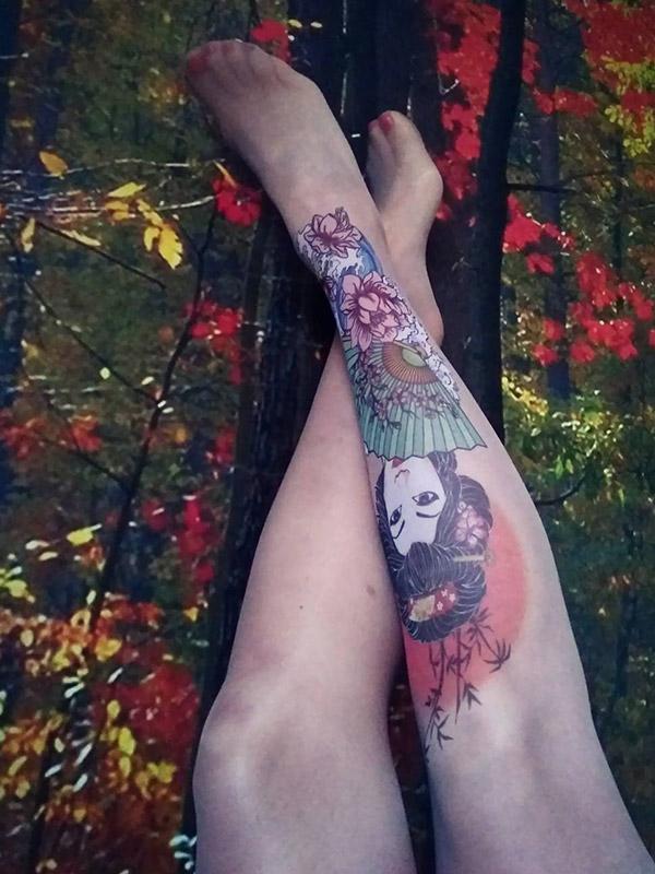 Stop & Stare чулки с татуировкой "Geisha 20 Den Sun"