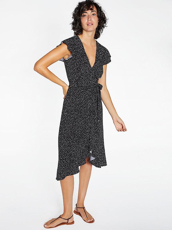 Ysabel Mora seotav viskoosist kleit "Kayla Black - White Dots"