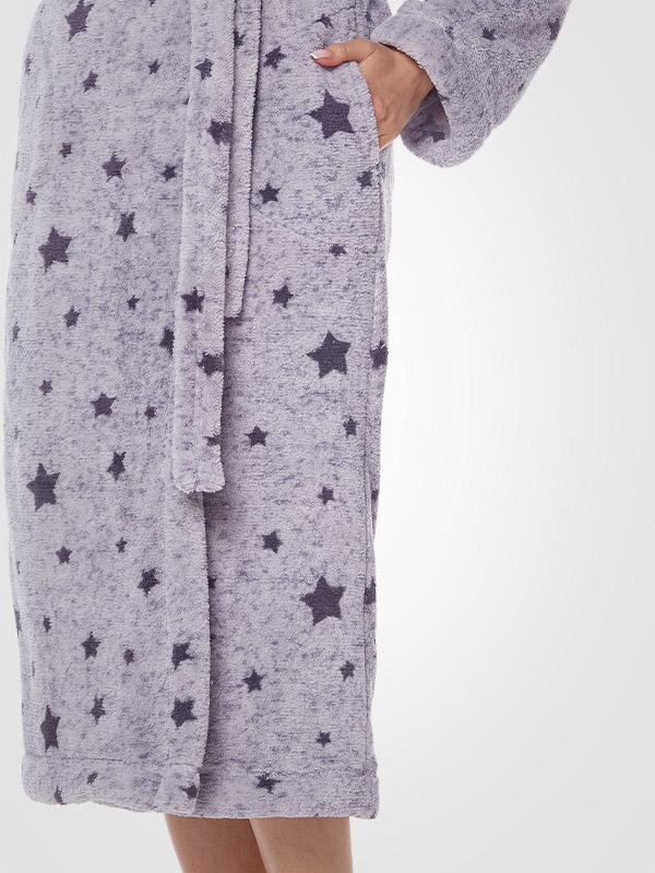 L&L kapuutsiga pikk hommikumantel "Lunna Melange - Graphite Stars"