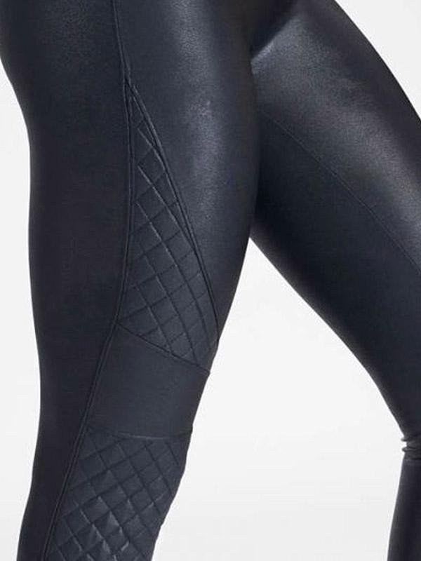 Spanx корректирующие леггинсы из искусственной кожи "Faux Leather Quilted Black"