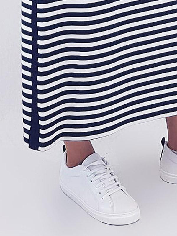Il Vento E La Seta viskoosist pikk kleit "Sagata Navy - White Stripes"