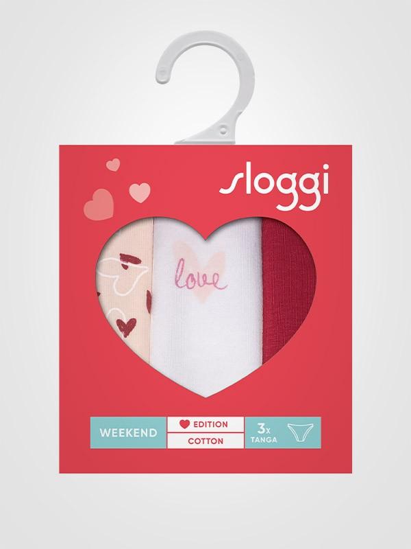 Sloggi 3 paari püksikute komplekt "Weekend Tanga Valentine Edition Red - White - Cream"