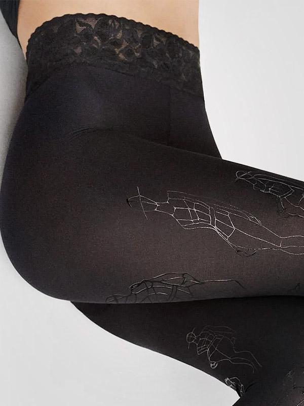 Marilyn luksuslikud pitsist ja silikoonist sukkpüksid "Dream Line X07 60 Den Black"