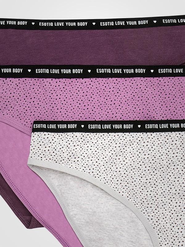 Esotiq 3 paari puuvillaste püksikute komplekt "Wow-Wow Plum - Grey - Pink"