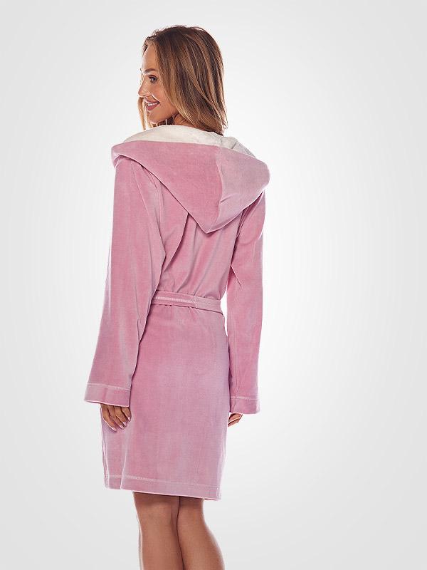 L&L короткий хлопковый халат с капюшоном "Happy Powder Pink"