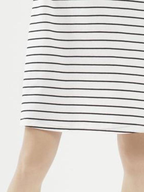 Utenos puuvillane kleit "Akemi White - Black Stripes"