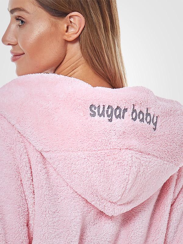 L&L lühike kapuutsiga hommikumantel "Sugar Baby Pink - Grey"