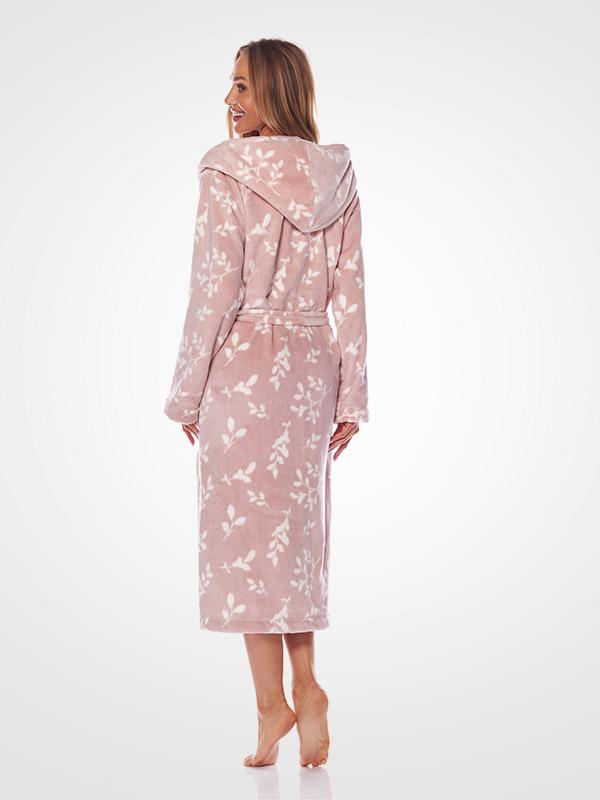 L&L длинный халат с капюшоном "Joanna Light Pink - White"
