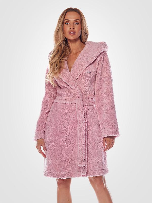 L&L короткий халат с капюшоном "Brandi Short Light Pink"