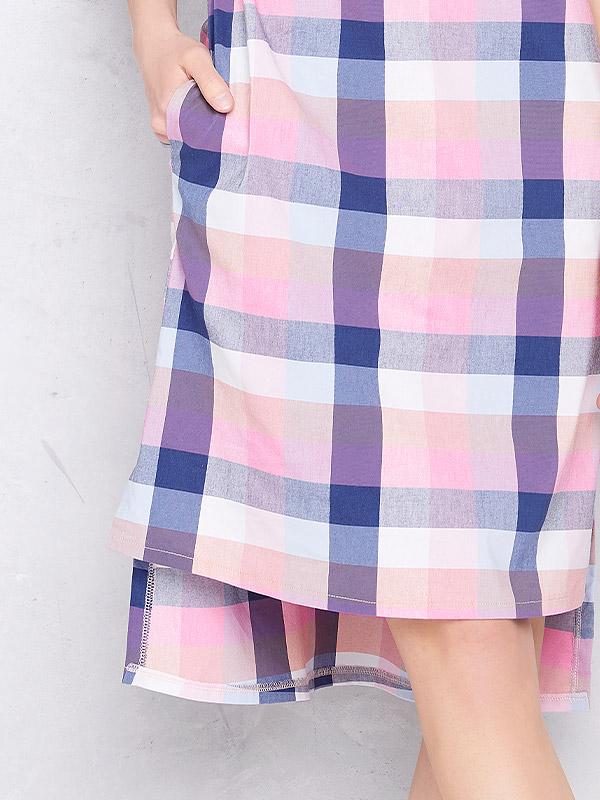 Lega asümmetriline puuvillane kleit "Polla Blue - Pink - Grey"