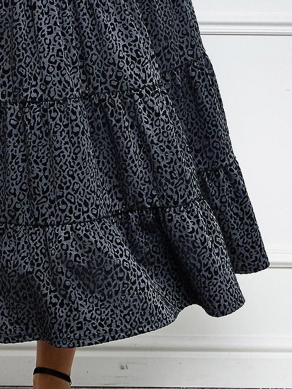 Lega kleit "Yvette Grey - Black Velour Cheetah Pattern"