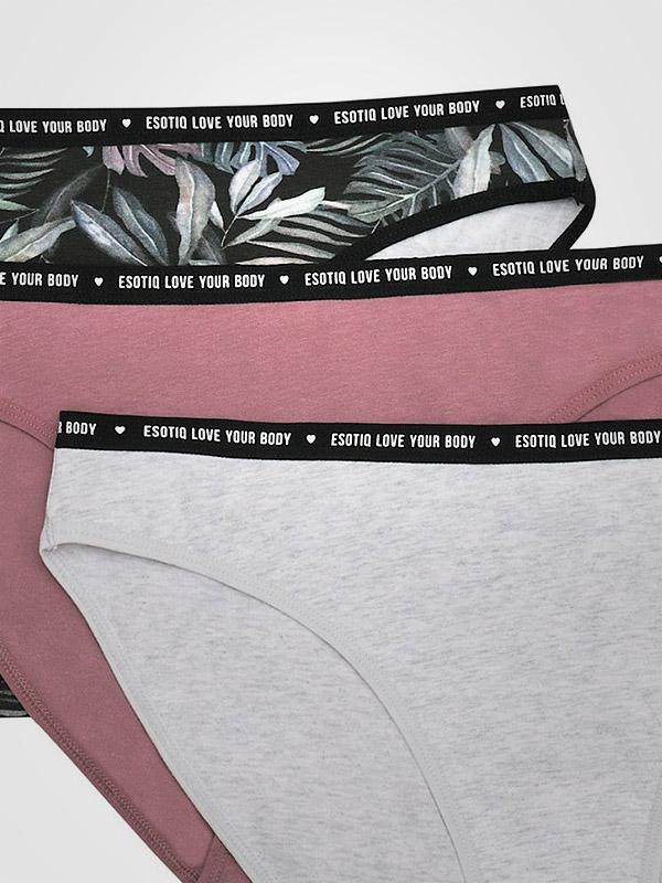 Esotiq 3 paari puuvillaste püksikute komplekt "Sun-Sun Black - Dusty Pink - Grey"