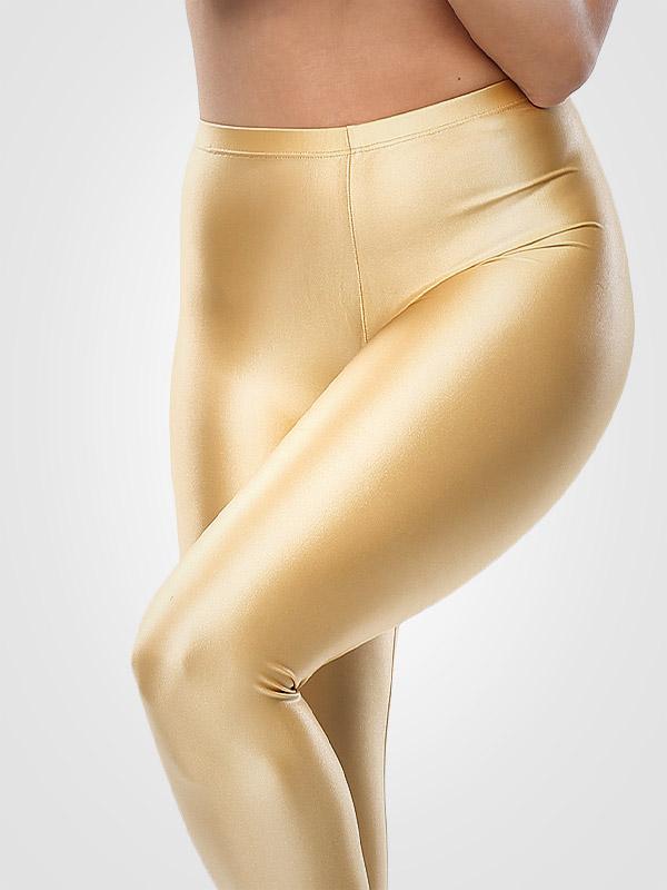 MissO läikivad läbipaistmatud avatud lõikega sukkpüksid "Glossy Gold"