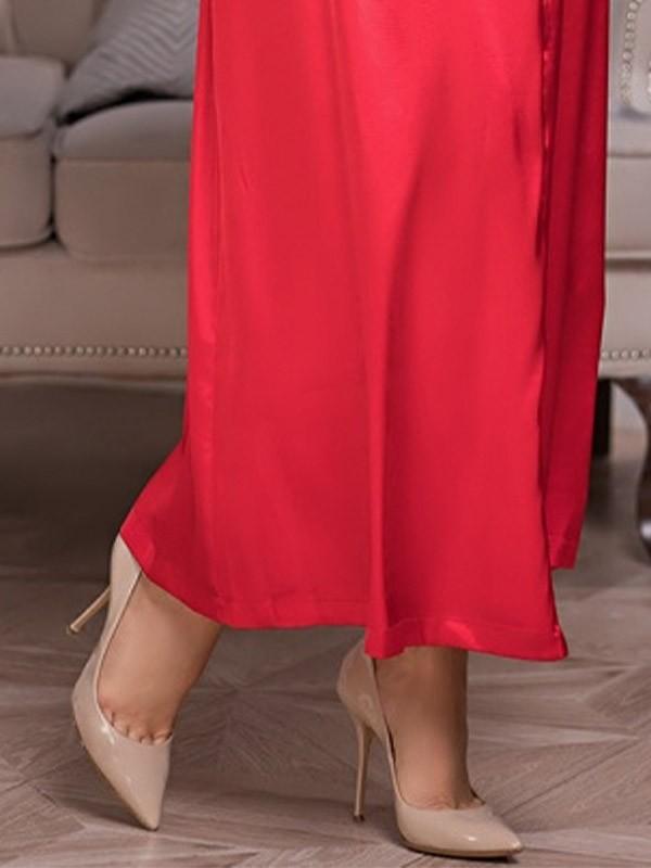 MiaMia длинный атласный халат "Indrid Long Red"