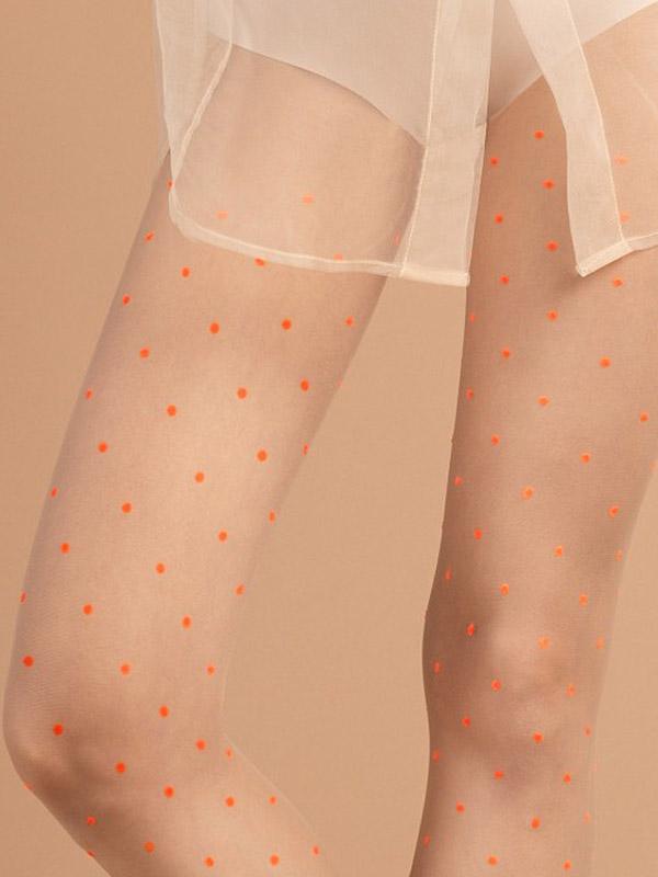 Колготки с рисунком Fiore "Neon Sprinkle 15 Den Poudre - Orange Dots"