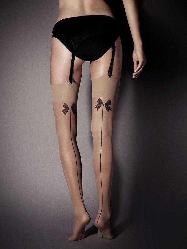 Veneziana matid, tagant triibuga kaunistatud sukad sukahoidjaga kandmiseks "Calze Lolita 15 Den Nude - Black".