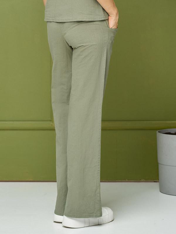 Lega stretch linasest riidest püksid "Venere Green"