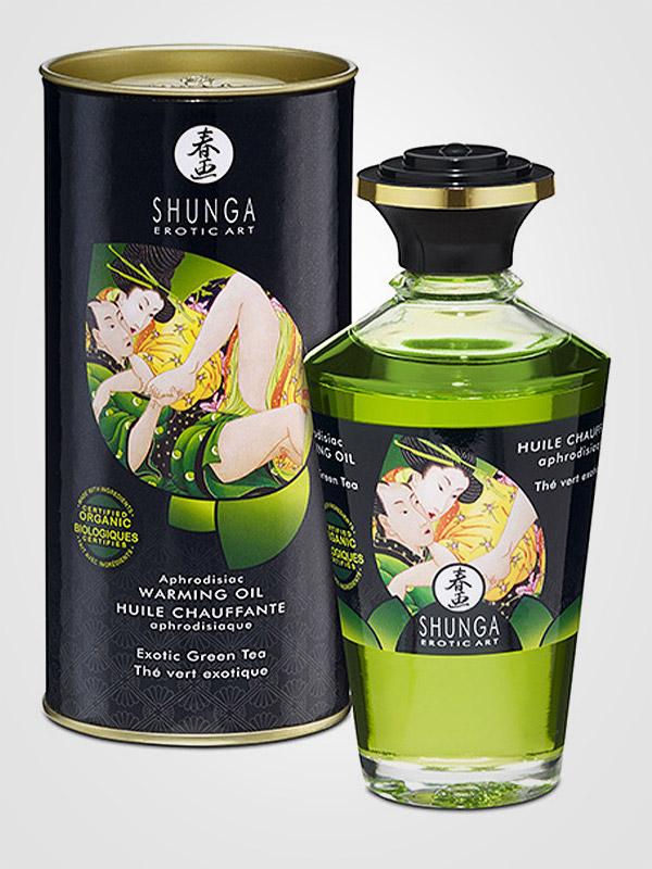 Shunga soojendav massaažiõli "Aceite Afrodisiaco Exotic Green Tea"