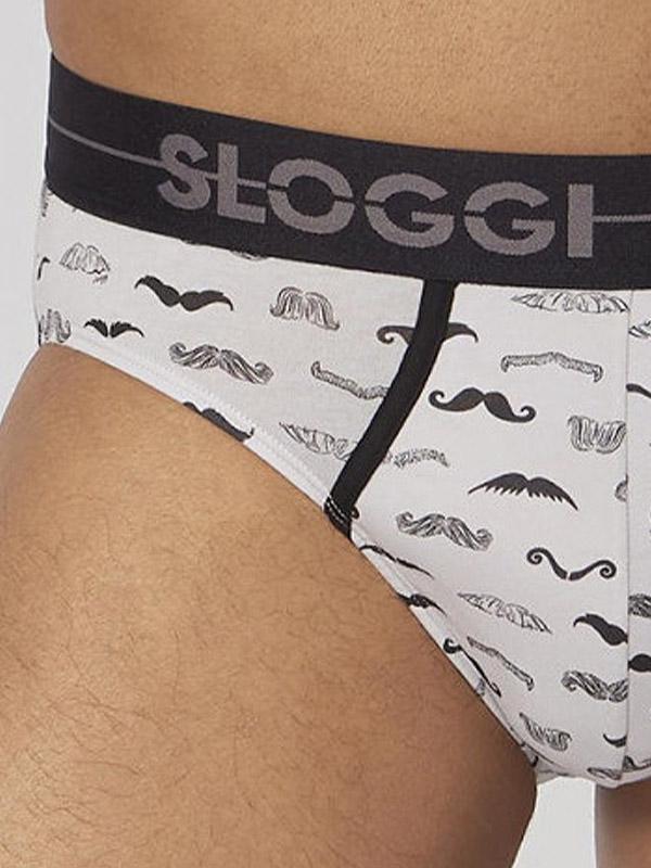 Sloggi 2 paari meeste puuvillaste aluspükste komplekt "Go Movember Mini Black - Light Grey"
