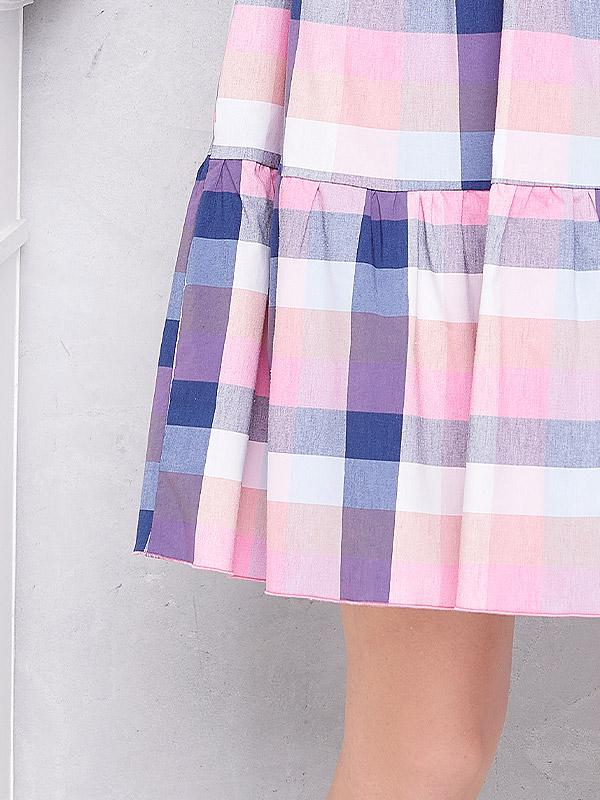 Lega A-lõikeline puuvillane kleit "Dorina Blue - Pink - Grey"