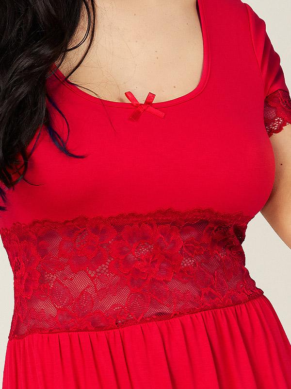 Lega вискозная ночная сорочка с кружевом "Helena Red"