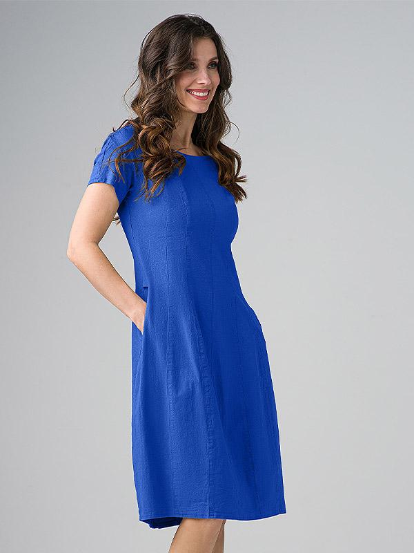 Lega vöökoha pikkune veniv linasest riidest kleit "Angelina Royal Blue"
