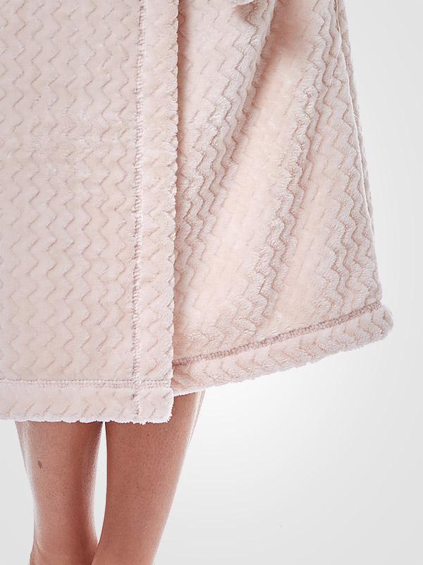 L&L pikk reljeefse tekstuuriga hommikumantel "Selene Light Pink"