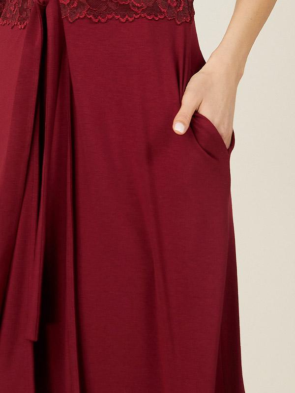 Lega вискозный халат с кружевом "Karina Bordeaux"