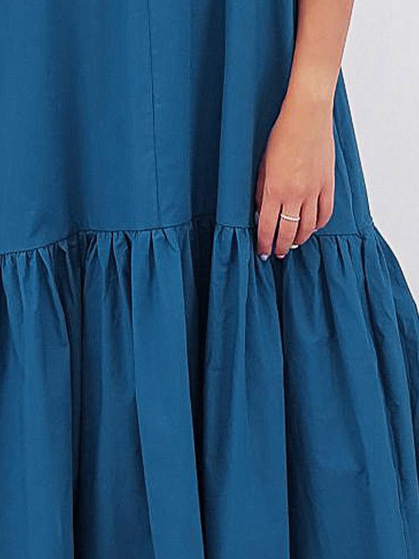Il Vento E La Seta trapetsilõikeline pikk puuvillane kleit "Diora Sapphire"