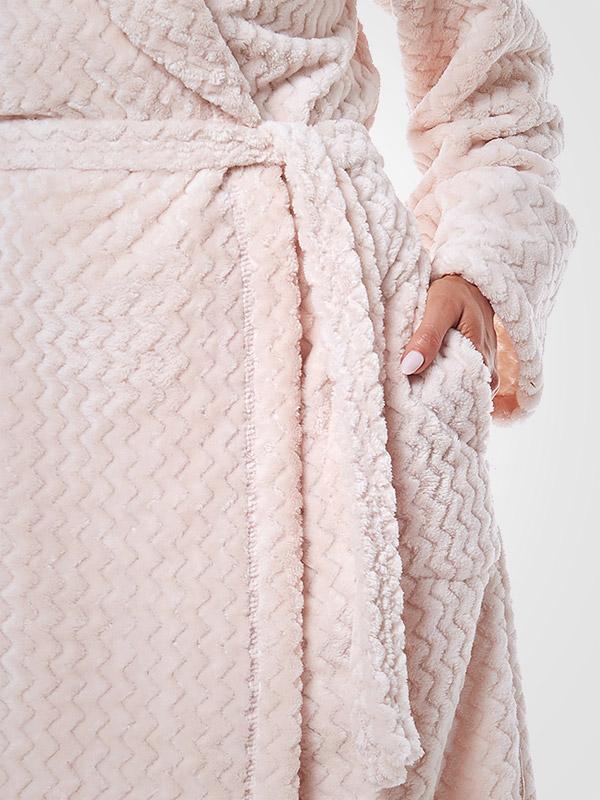 L&L pikk reljeefse tekstuuriga hommikumantel "Selene Light Pink"