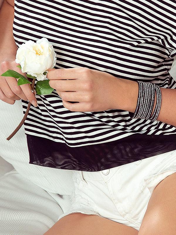 Eldar viskoosist pluus "Natalia Black - White Stripes"