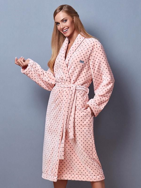 L&L pikk hommikumantel "Paola Pink - Graphite Dots"