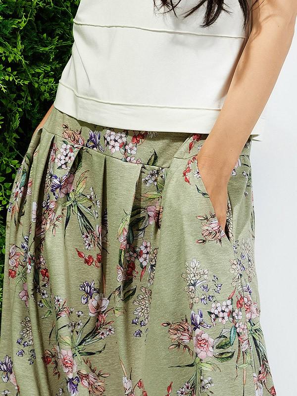 Lega льняная юбка "Eustoma Green Flower Print"