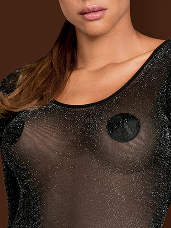 Obsessive läbipaistev läikiv trikoo "Inara Black"