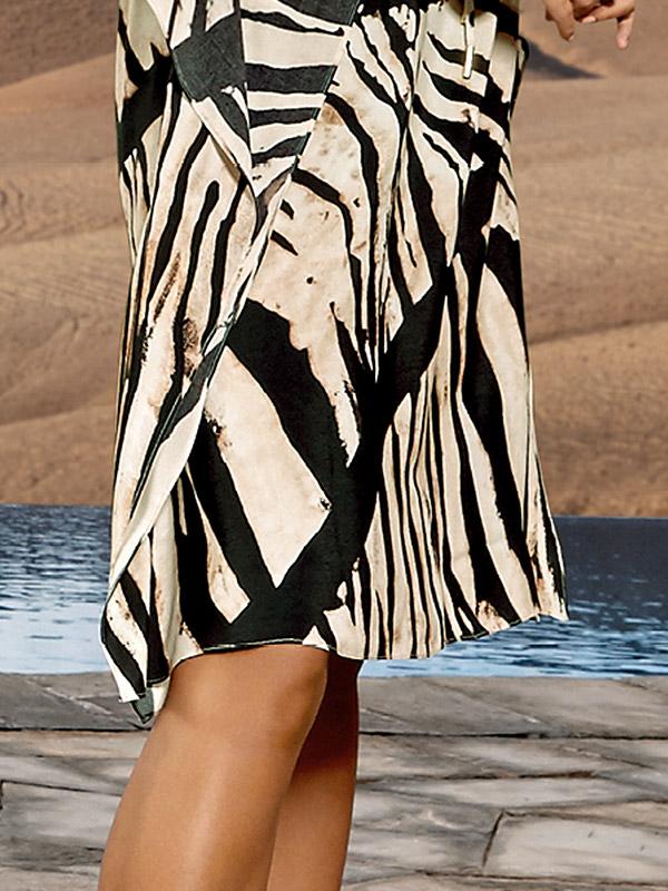 Maryan Mehlhorn вискозный пляжный кафтан "Sahara Beige - Black Zebra Print"
