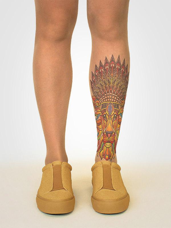 Stop & Stare чулки с татуировкой "Native King 20 Den Sun"