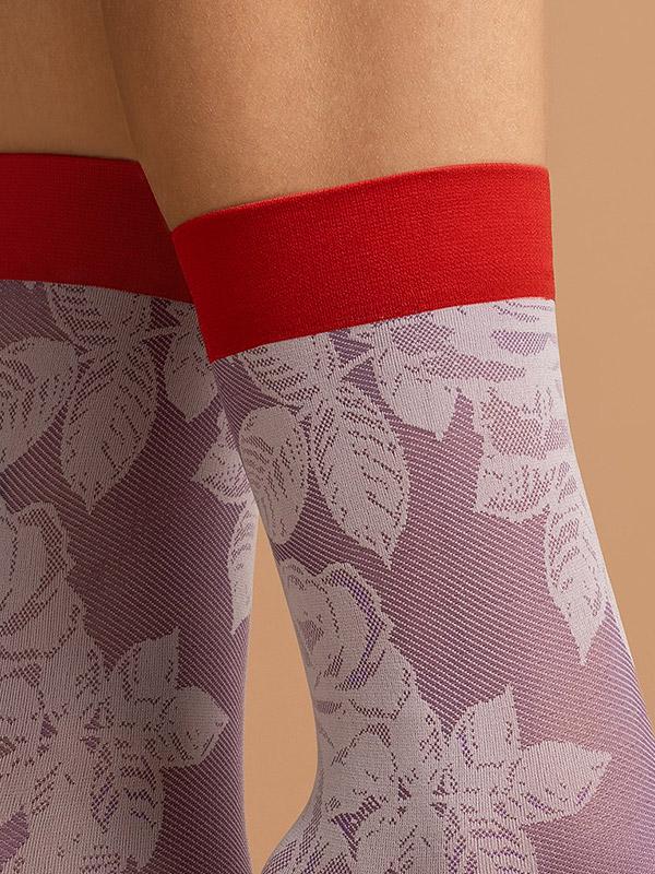 Fiore узорчатые носки "Rose 40 Den Lilac - Red"