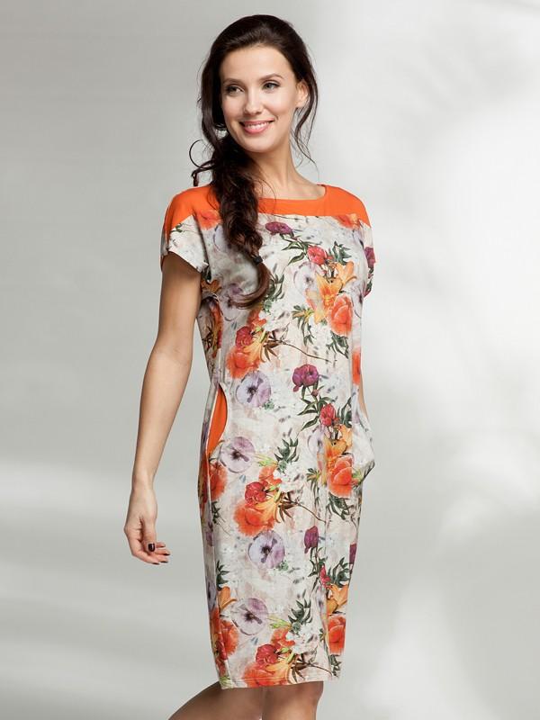 Lega viskoosist kleit "Audrey Peach Flower Print"