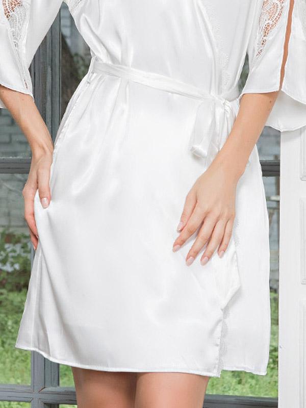 MiaMia atlassist hommikumantel "Maribel White"