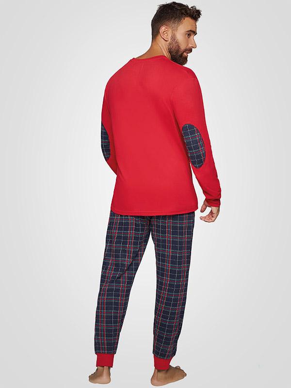 Muydemi puuvillane pikk meeste pidžaama "Matthew Red - Navy - Multicolor"