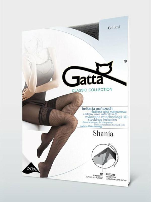 Gatta колготки с имитацией чулок в сеточку и швом сзади "Shania Black"